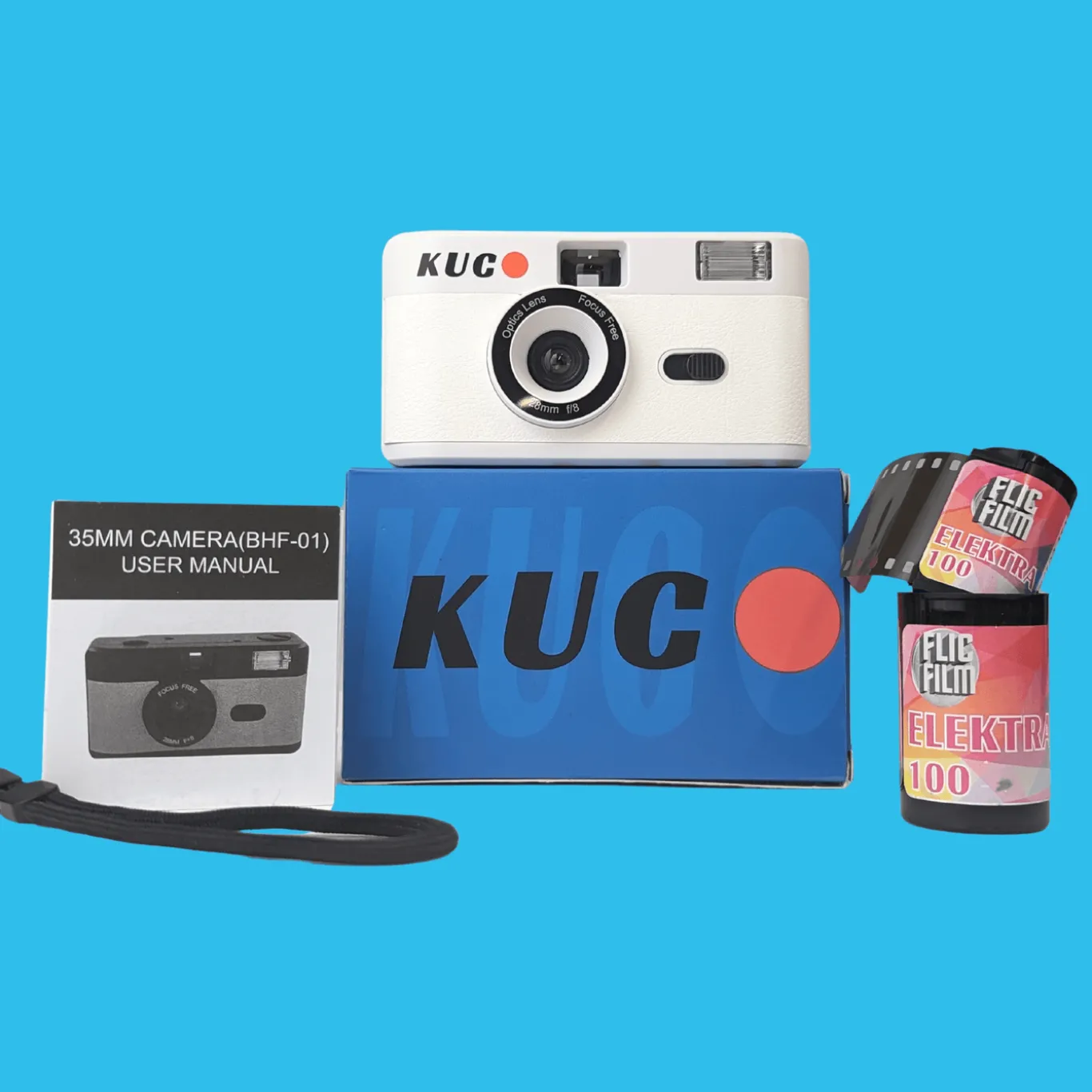 Brand New KUGO 35mm Film Camera Reusable Point And Shoot - White