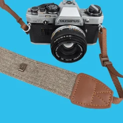 Brand New Tweed Cream and Brown SLR Camera Strap