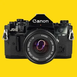 Canon A-1 Vintage SLR 35mm Film Camera with f/1.8 50mm Prime Lens