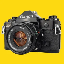 Canon A-1 Vintage SLR 35mm Film Camera with f/1.8 50mm Prime Lens