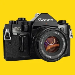 Canon A-1 Vintage SLR 35mm Film Camera with f/1.8 50mm Prime Lens