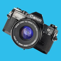 Canon AE-1 Black 35mm SLR Film Camera with Canon Prime Lens