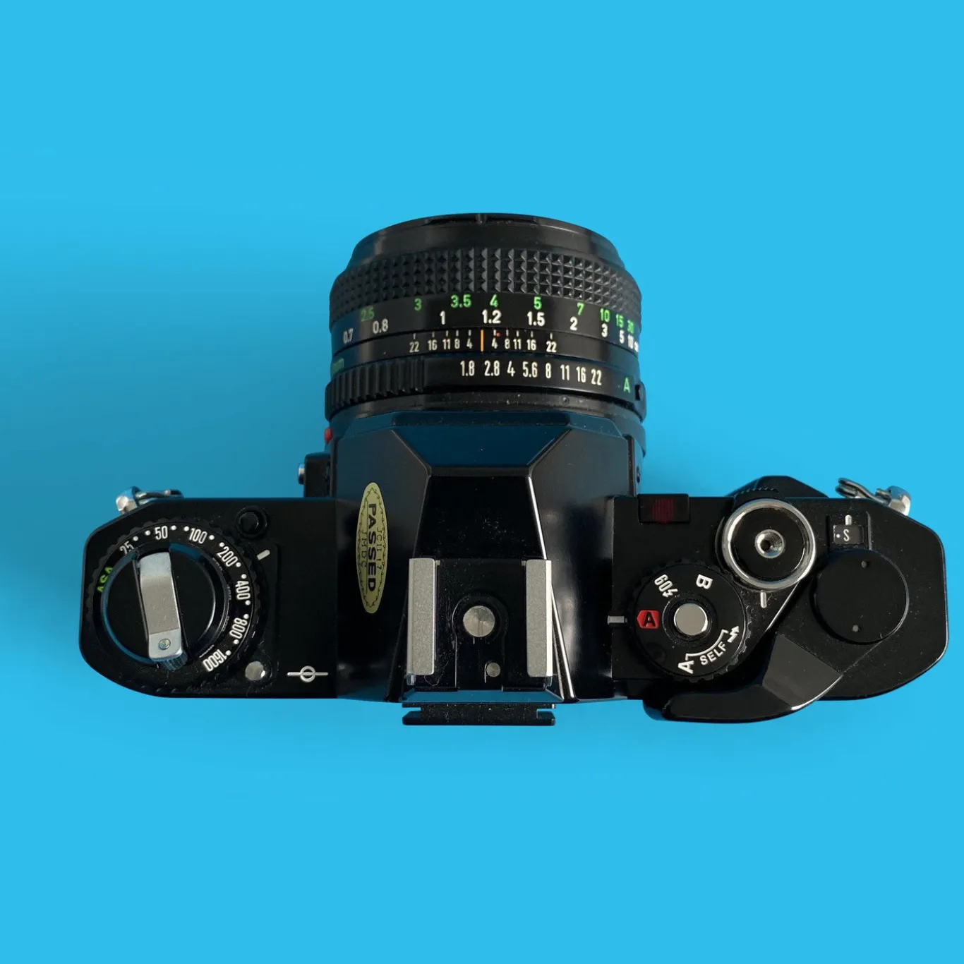 Canon AV 1 Black Vintage 35mm SLR Film Camera with Prime 50mm Lens