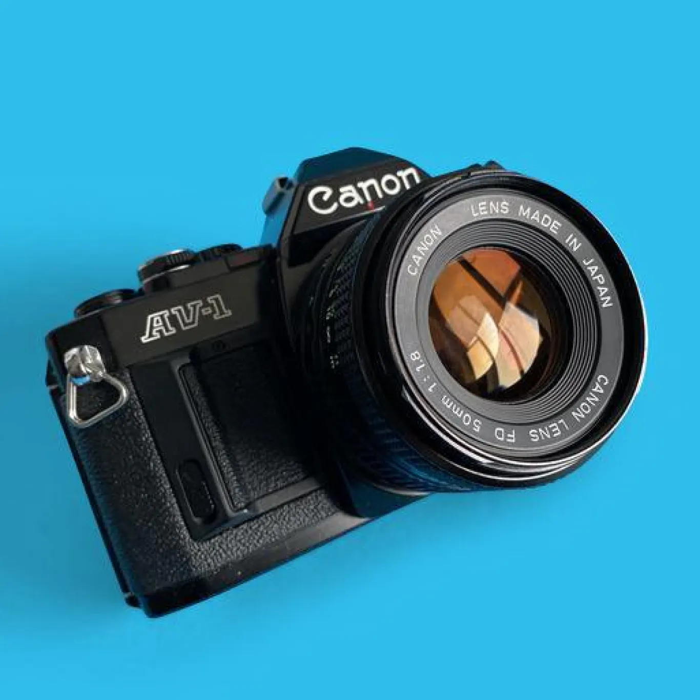 Canon AV 1 Black Vintage 35mm SLR Film Camera with Prime 50mm Lens