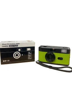 35MM REUSABLE FILM CAMERA WITH FLASH - BLACK & GREEN