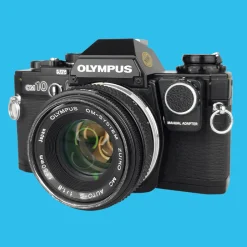Olympus Black OM-10 RARE Vintage SLR 35mm Film Camera with f/1.8 50mm Prime Lens
