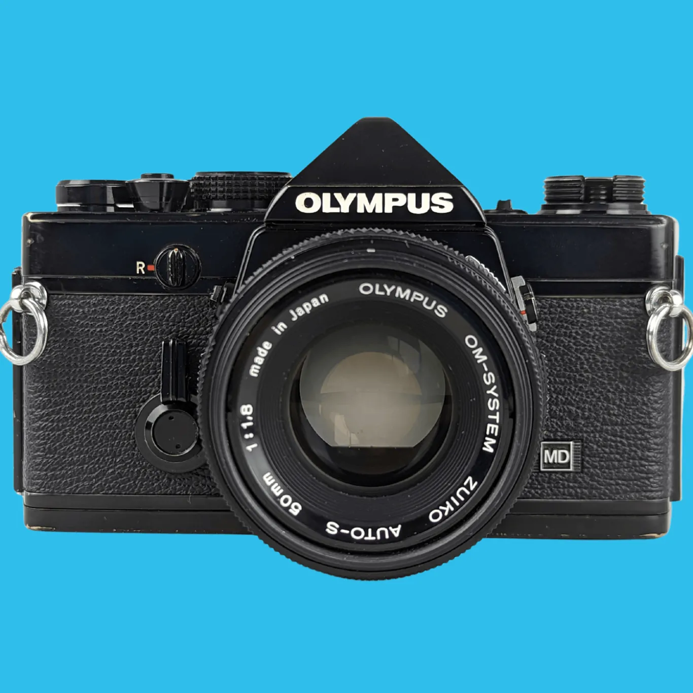 Olympus OM 1 Black Vintage 35mm SLR Film Camera with f/1.8 50mm Prime Lens