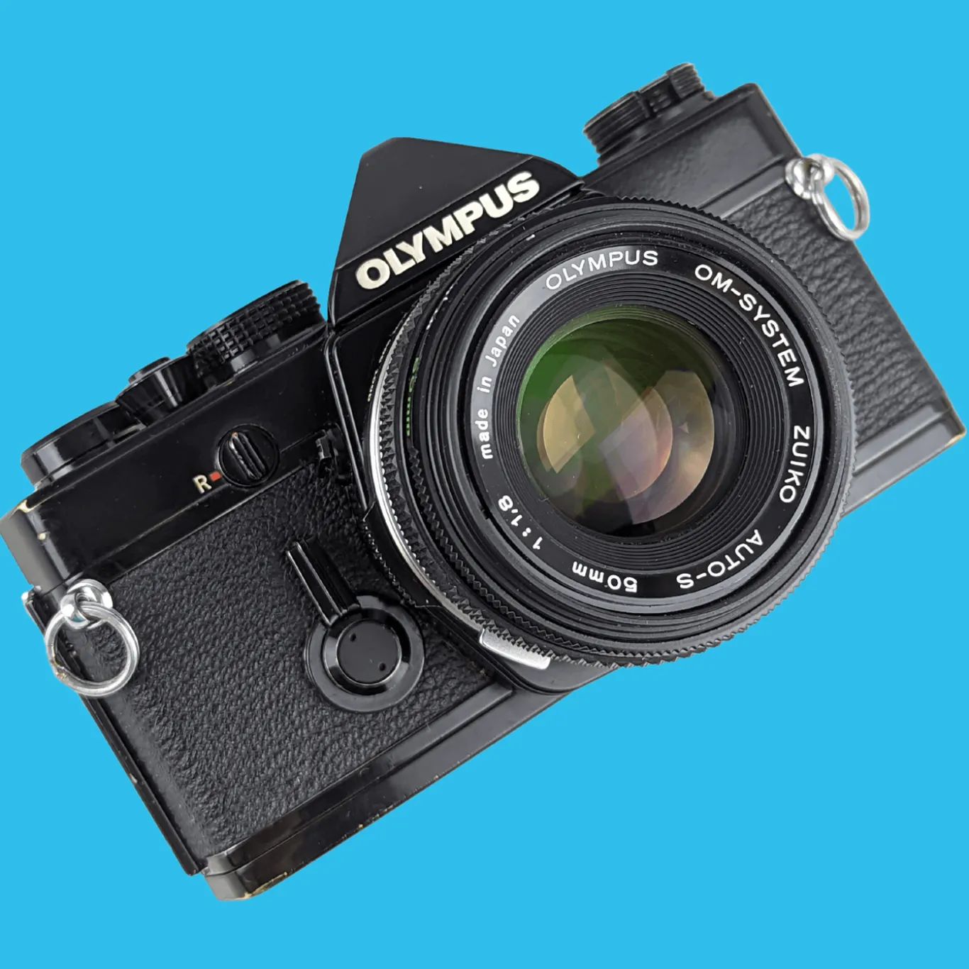 Olympus OM 1 Black Vintage 35mm SLR Film Camera with f/1.8 50mm Prime Lens