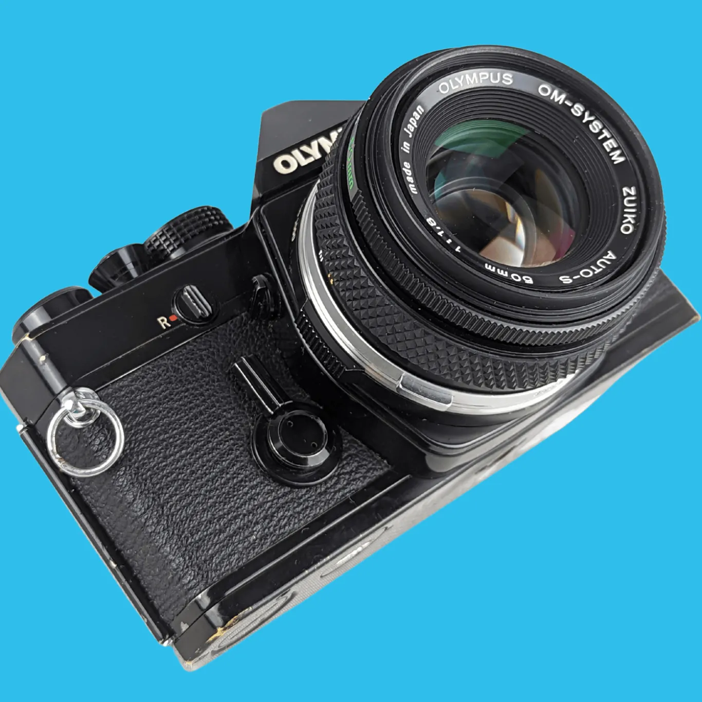 Olympus OM 1 Black Vintage 35mm SLR Film Camera with f/1.8 50mm Prime Lens