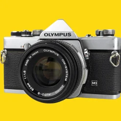 Olympus OM 1 Vintage 35mm SLR Film Camera with f/1.8 50mm Prime Lens