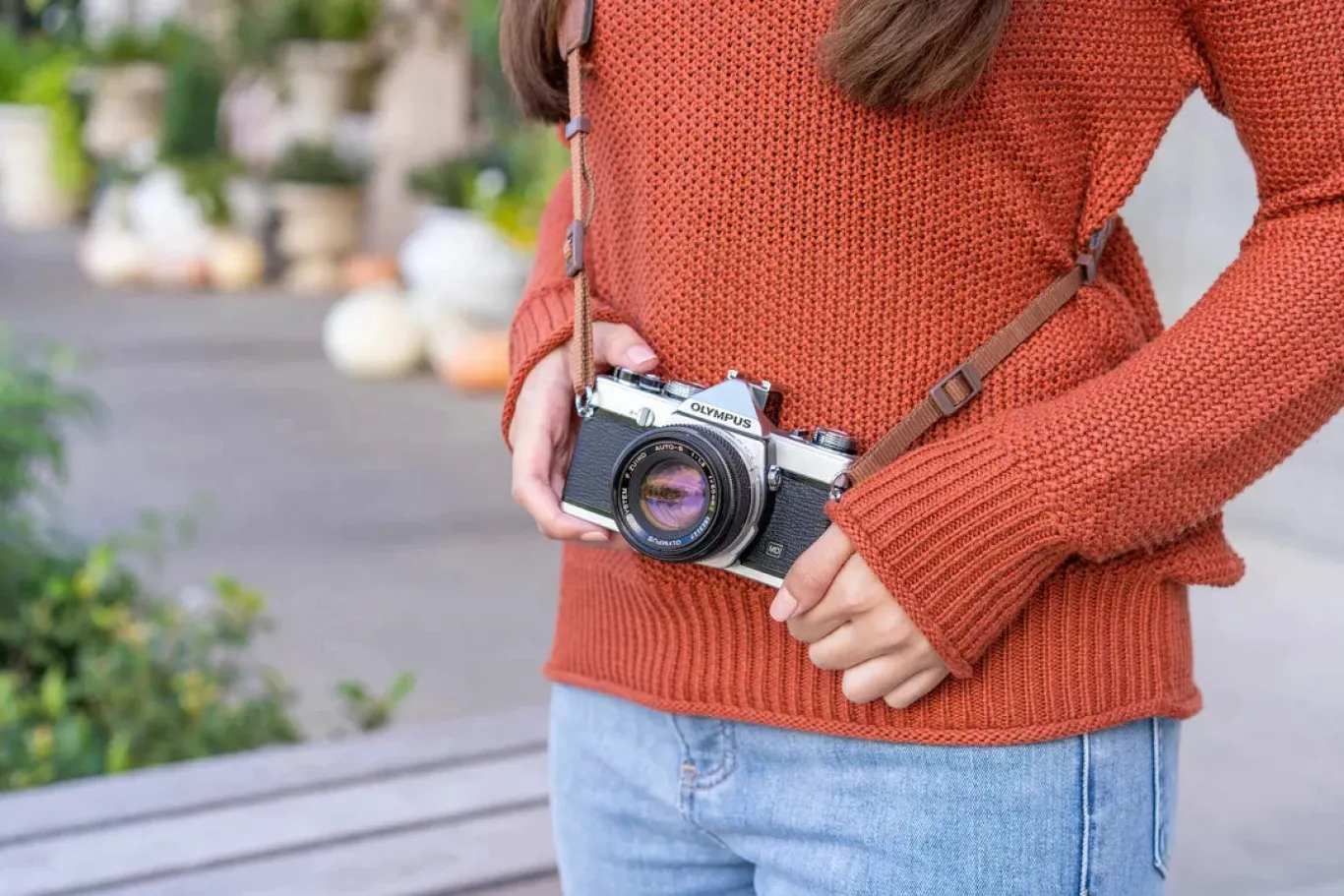 Olympus OM 1 Vintage 35mm SLR Film Camera with f/1.8 50mm Prime Lens
