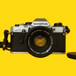 Olympus OM-10 Vintage SLR 35mm Film Camera with f/1.8 50mm Prime Lens