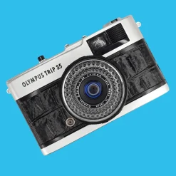 Olympus Trip 35 Black Crocodile Leather Point and Shoot 35mm Film Camera