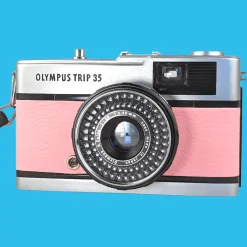 Olympus Trip 35 Pink Leather Point and Shoot 35mm Film Camera