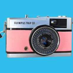 Olympus Trip 35 Pink Leather Point and Shoot 35mm Film Camera