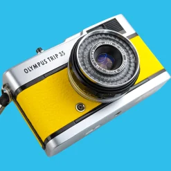 Olympus Trip 35 Yellow Leather Point and Shoot 35mm Film Camera