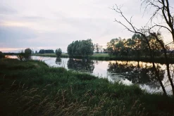 Pentax K1000 Navy Leather Vintage SLR 35mm Film Camera with Pentax f/2 50mm Prime Lens.