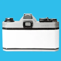 Pentax K1000 White Leather Vintage SLR 35mm Film Camera with Pentax f/2 50mm Prime Lens
