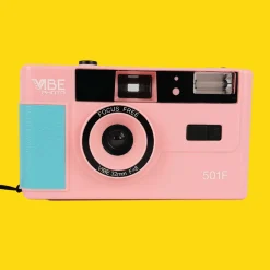 Retro VIBE 35mm Film Camera Reusable Point And Shoot - Pink
