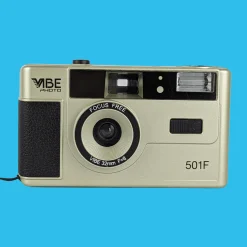 Retro VIBE 35mm Film Camera Reusable Point And Shoot - Champagne Silver